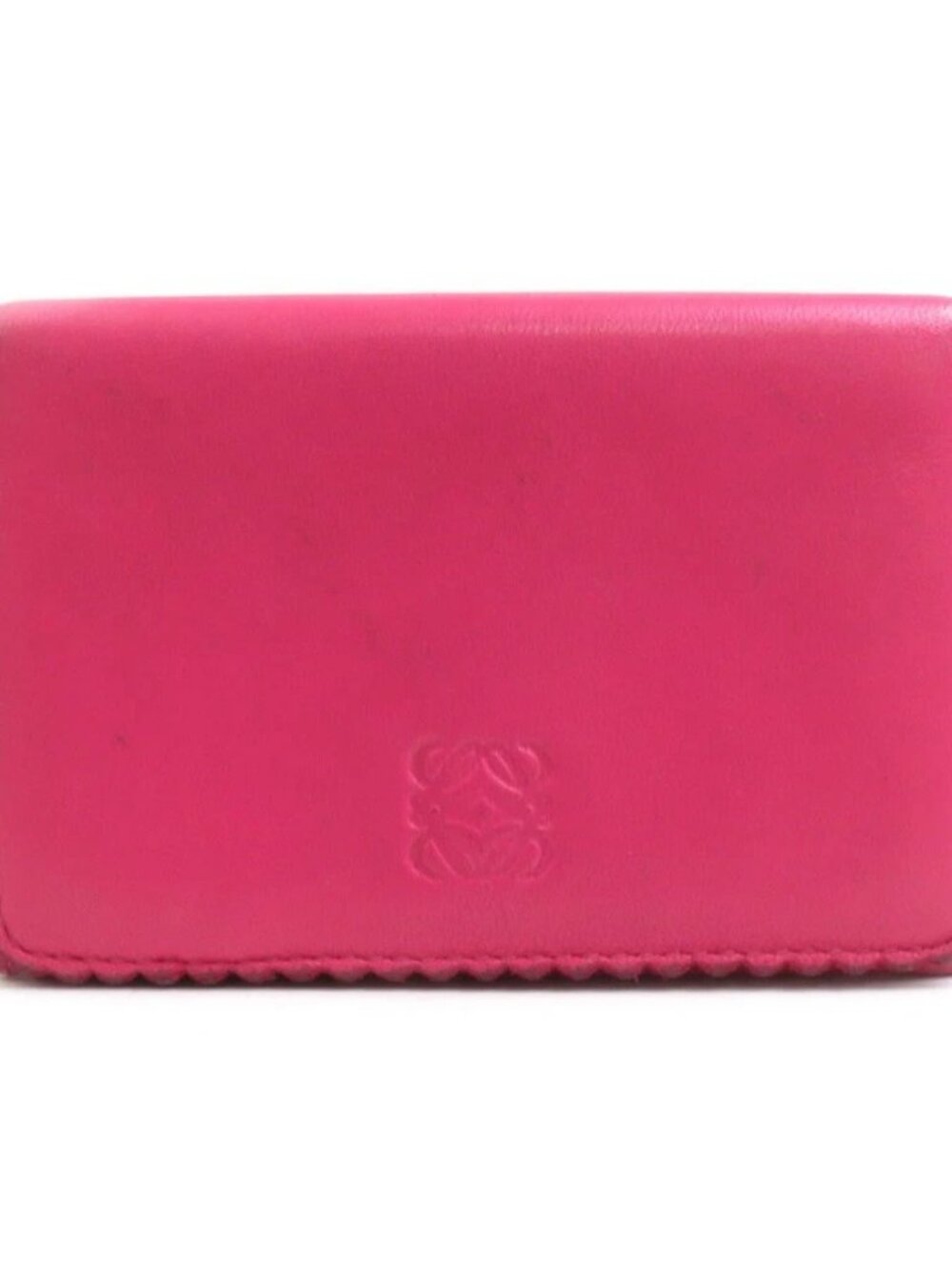 Auth LOEWE Card Case Holder Magenta Leather - r11431